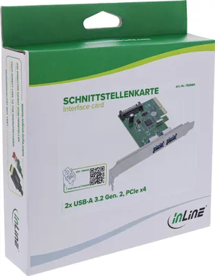 Immagine prodotto di Scheda di interfaccia InLine®, 2x USB-A 3.2 Gen. 2 (10 Gb/s), PCIe x4, SATA