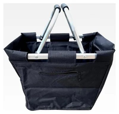 Produktbild von Faltbarer Einkaufskorb aus Aluminium, Picknickkorb, Shopper 18L, Schwarz