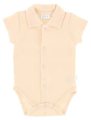 Produktbild von DAY Babybody Shortsleeve mit Kragen - Apricot - Größe 50/56 | Babybodys und strampler