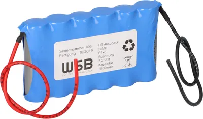 Produktbild von Akku für Notleuchten 7,2V 2100mAh NiMH 4/5 A F1x6 20cm Kabel