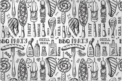 Produktbild von Küchenmatte 140x210 cm Vinylmatte Bodenmatte Dekoration - Barbecue und Grillgut