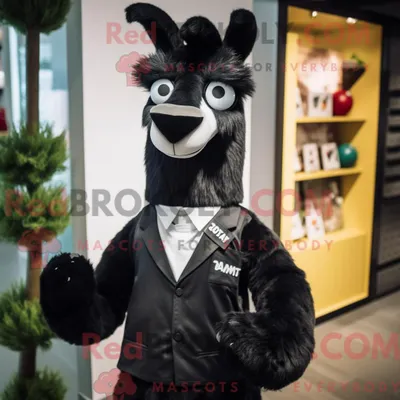 Produktbild von Schwarzes REDBROKOLY Lama-Maskottchen-Kostüm mit Oberhemd und Einstecktüchern