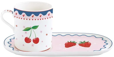 Obrázek produktu pro Porcelánový hrnek 320 ml s podšálkem Fruit Mania
