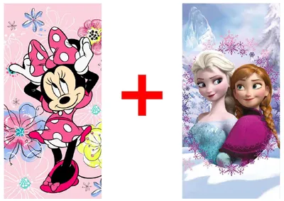 Produktbild von Disney Minnie Maus und Frozen, Anna und Elsa Handtuch Strandtuch 70x140 cm, 2er-Set