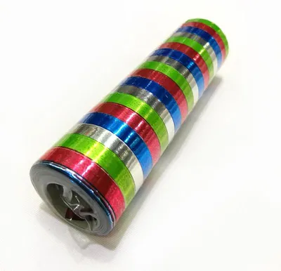 Produktbild von Luftschlangen bunte Streifen Metallic 18 Wurfröllchen je 4 Meter