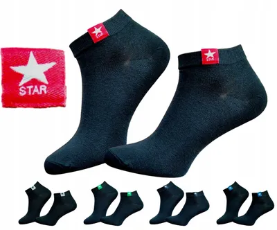 Produktbild von Pofantazjujmy Herren Baumwoll-Füßlinge 5er-Pack Schwarz mit Stern