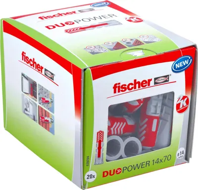 Produktbild von fischer DuoPower 14 x 70, Universaldübel, leistungsstarker 2-Komponenten-Dübel, Kunststoffdübel zur Befestigung in Beton, Ziegeln, Stein, Gipsbauplatt