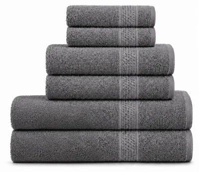 Produktbild von Komfortec Handtuch Set 6 Teilig aus 100% Baumwolle, Anthrazit