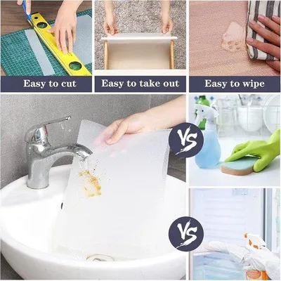 Immagine prodotto di Tappetini per cassetti da cucina, tappetini antiscivolo in EVA, tappetini da cucina impermeabili e lavabili, protezioni per mobili, copertura in plastica trasparente