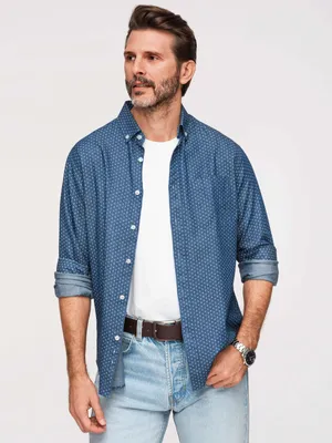 Produktbild von OMBRE Hemd Button Down Print Smart Casual K702 jeans XL