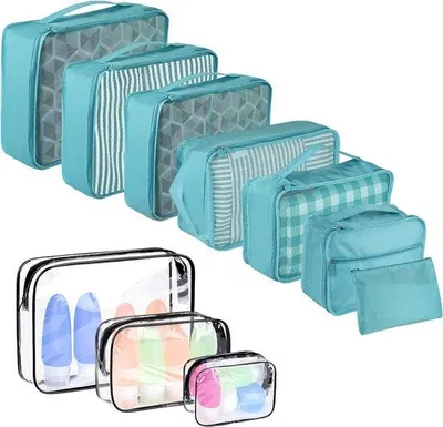 Immagine prodotto di Organizer da viaggio impermeabile, 10 pezzi, grigio-blu, leggero
