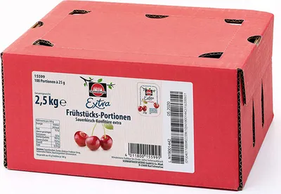 Image de Schwartau Extra Confiture de cerises en barquettes de 100 pièces de 25g chacune