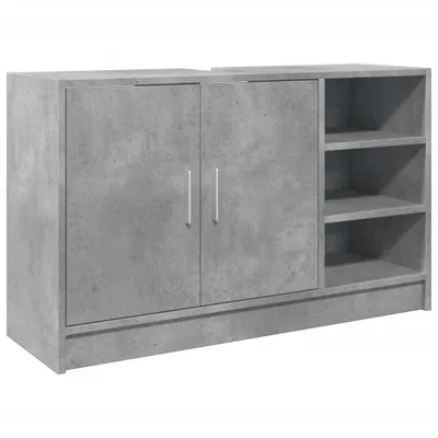 Produktbild von （Robust Möbel）Waschbeckenunterschrank stylische - Badezimmerschrank, Badschrank - Betongrau 90x29x55cm Holzwerkstoff - Badezimmerschränke DEMöbel765464