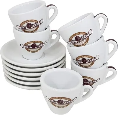 Imagen del producto de Tazas de café espresso con platillo, diseño "chiaroscuro", juego de 6 unidades