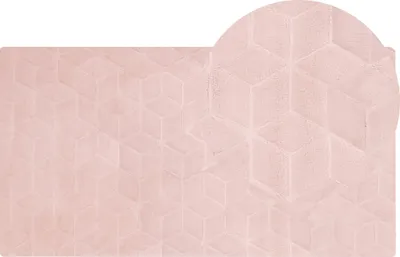 Produktbild von BELIANI Teppich Rosa Kaninchen-Kunstfell 80 x 150 cm Einfarbig Handgefertigt Geometrisches Muster Shaggy Modern Glamourös Wohnzimmer Ausstattung Deko