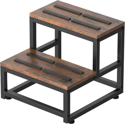 Produktbild von Trittschemel, 2 Stufen, Metall und Holz, für Erwachsene und Kinder