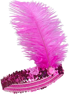 Produktbild von 20er Jahre Pailletten-Haarband mit Feder pink - Einheitsgröße