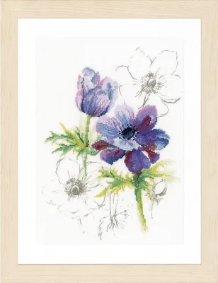 Produktbild von Lanarte Kreuzstich Set "Blaue Anemonen" Zählmuster, 20x28cm