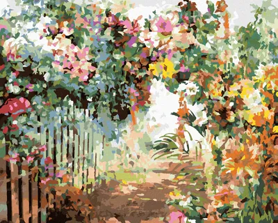 Produktbild von Zuty - Malen nach Zahlen - FRÜHLINGSBLUMEN AM ZAUN, 40x50 cm, ohne Keilrahmen