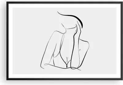 Produktbild von Gerahmtes Poster - Schwarzer Rahmen - Frau Linien Minimalismus - 91,5x61 cm - Wand Bild - Wanddeko - Wandbilder - Kunstposter - Wandposter - Bilderrahmen - Bilder - Kunstdruck - P2BAA91x61-4488