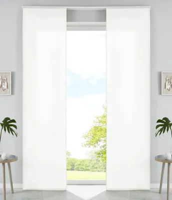 Produktbild von 2er Set Schiebegardinen Flächenvorhänge Mikrofaser Vorhang Gardine Schiebe HxB 245x60 cm Creme Matt Paneelwagen Beschwerungsstangen, 85600N2