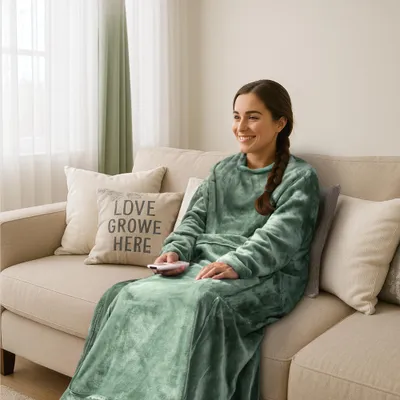 Produktbild von HOMELEVEL Decke mit Ärmeln - Kuscheldecke mit Ärmeln - Tragbare Ärmeldecke Kuschel Decke zum Anziehen - Deckenpullover Pulli Ärmel - Kuschelanzug