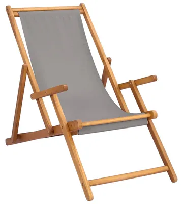 Produktbild von Klappbarer Liegestuhl aus massivem Teakholz mit Armlehnen