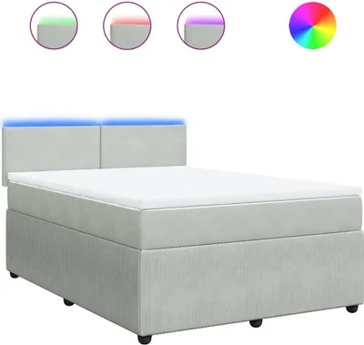 Produktbild von vidaXL Boxspringbett mit Matratze Hellgrau 160x200 cm Samt