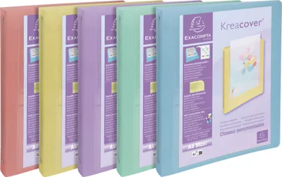 Image de Exacompta 15x Classeur 4 anneaux 30mm PP Pastel A4 Maxi assort. 51779E