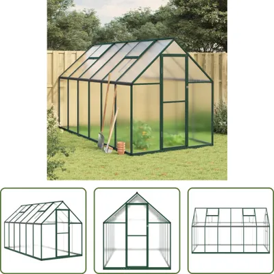 Immagine prodotto di The Living Store Serra con telaio di fondazione Verde 334x169x195 cm Aluminimum