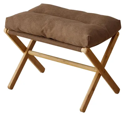 Fußstütze klappbar, gepolstert, X-Bein, Bambus, 36x57x12 cm, Kaffee