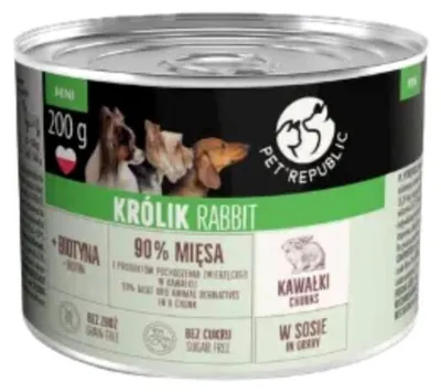 Zdjęcie produktu dla Mokra karma dla psa PetRepublic z królikiem kawałki sos 200g