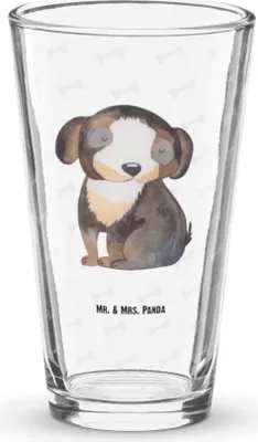 Produktbild von Mr. & Mrs. Panda Glas Hund Entspannen - Transparent - Geschenk, Sprüche, Wasserglas, Longdrinkglas, Entspannt, Süß, Liebe, Cocktailglas, Bierglas, Schwarzer, Tumbler