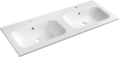 Produktbild von Sapho SIDRA Gussmarmor-Doppelwaschbecken, 121x46cm, Weiß