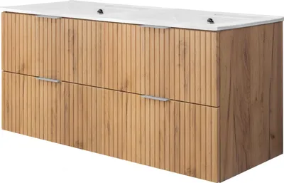 Obrázek produktu pro Toaletní stolek, matná bílá, 120 (2 x 60) x 57 x 46 cm, stříbrná úchytka, bez pracovní desky