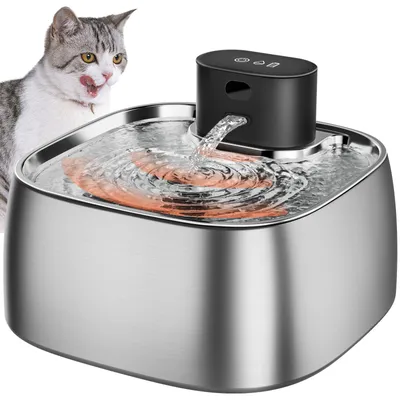 Produktbild von ROTTOGOON 3,2L Katzenbrunnen Kabellos mit Bewegungssensor Edelstahl
