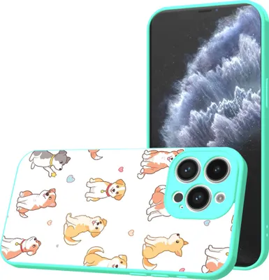 Produktbild von Smartphonica Handyhülle Geeignet für iPhone 11  Pro Max mit Hundedruck - TPU Back Cover Case Hundedesign - Türkis