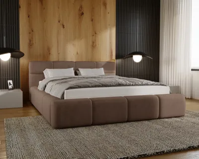 Produktbild von Polsterbett 160x200 cm Oslo, Schlafzimmerbett mit Bettkasten - Doppelbett, Samtstoff Braun (Magic Velvet 2205)