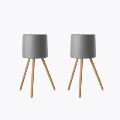 Produktbild von Übertöpfe Ø20 cm im 2er-Set mit Füßen in Grau
