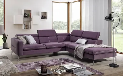 Produktbild von Ecksofa Sofa REZA Polyesterstoff Violett Ottomane Rechts
