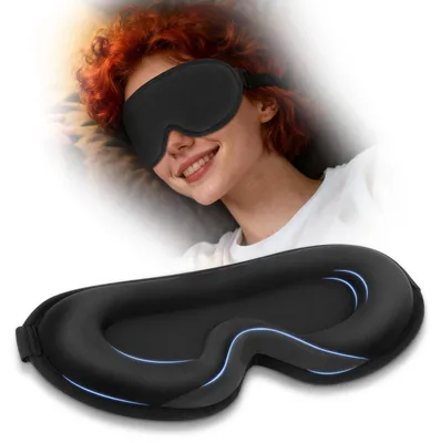 Produktbild von Schlafmaske, einteilige Schlafmaske mit verstellbarem Gummiband für Damen und Herren, Schlafmaske für Seitenschläfer, lichtundurchlässig und atmungsaktiv, 3D-Reise-Augenmaske