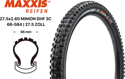 Produktbild von Maxxis Minion DHF, 27.5", Straße, Tubeless-Ready-Reifen, Klappbarer Wulst, Berg, Schwarz