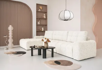 Produktbild von MIUFORM Lulu Ecksofa mit Bettfunktion und Bettkasten L-FORM LINKS– 364 x 184 cm - Beige - Sofa Schlafsofa Couch Modulsofa