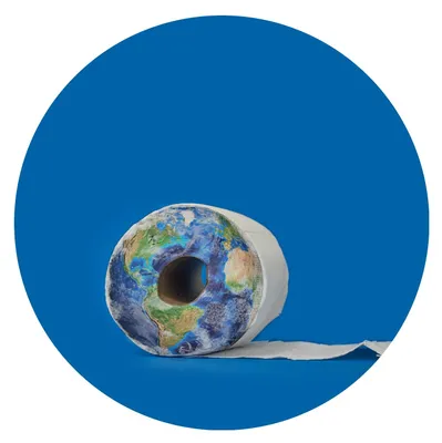 Productafbeelding van Wereldkaart Toiletpapier op Blauwe Achtergrond