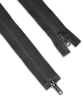 Productafbeelding van 2-weg ritssluiting - Kunststof rits - Kleding reparatie - Brede tanden - 70 cm - Donkergrijs