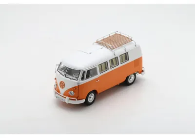 Produktbild von Schuco 451180006 - 1:18 VW T1 Camper Orange/Weiß Dach DC - Neu