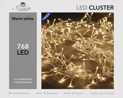 Produktbild von LED Cluster Lichterkette warmweiß 4,5m mit 768 LEDs für Weihnachtsbeleuchtung