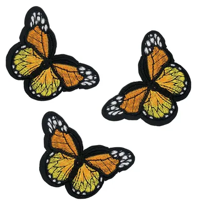 3 Schmetterling Aufbügler, Applikation orangegelb