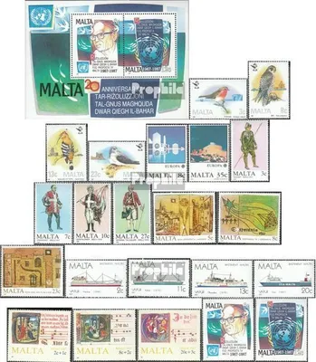 Produktbild von Briefmarken Malta 1987 Mi 762-783,Block10 (kompl.Ausg.) Jahrgang 1987 komplett postfrisch Vögelein