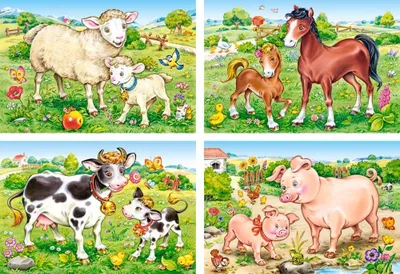Produktbild von Castorland Animal Moms a.Babies 4xPuzzle(8+12+15+20   B-04416-2